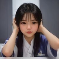 编辑阿澈，短发女生对着双屏显示器比对同人社区热度数据，桌上放着火影手办，工作台整洁明亮